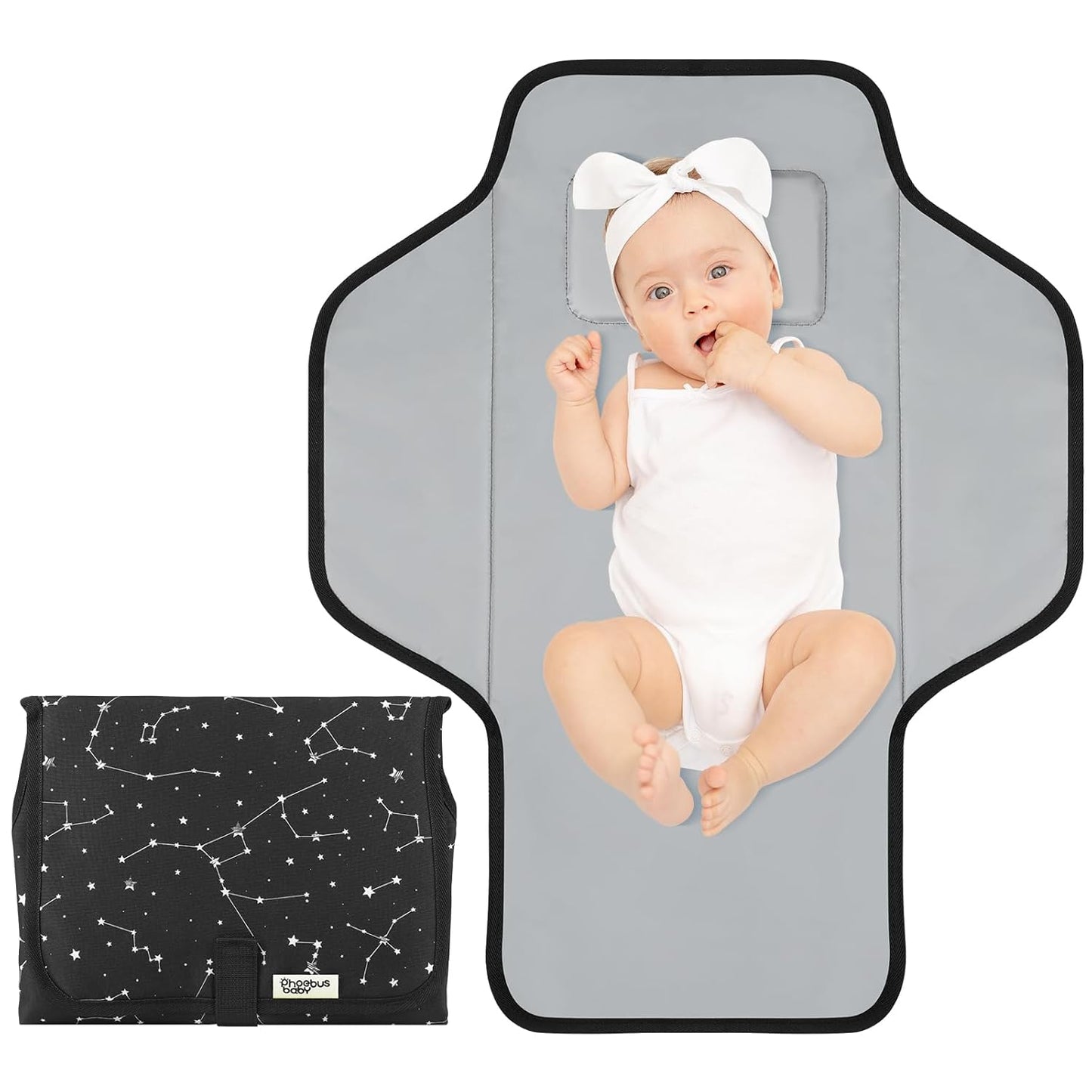 Baby Portable Changing Pad Travel - Waterproof Compact Diaper Changing Mat with Built-in Pillow - Lightweight & Foldable Changing Station, Newborn Shower Gifts