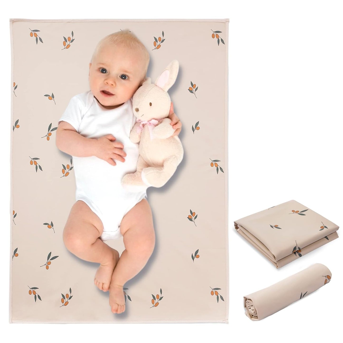 Vegan Leather Baby Changing Mat - Wipeable Portable Changing Pad, Foldable Travel Changing Mat for Baby, Newborns (Flower,20"*28")