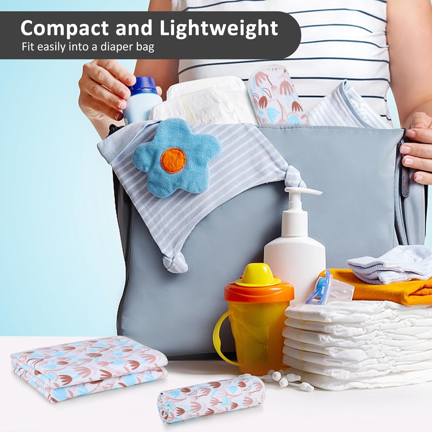 Baby Diaper Changing Pad, 21 5/8" x 31.5" Waterproof Changing Pad Liners - Reusable Soft and Absorbent Portable Changing Mat(Flower1PCS)
