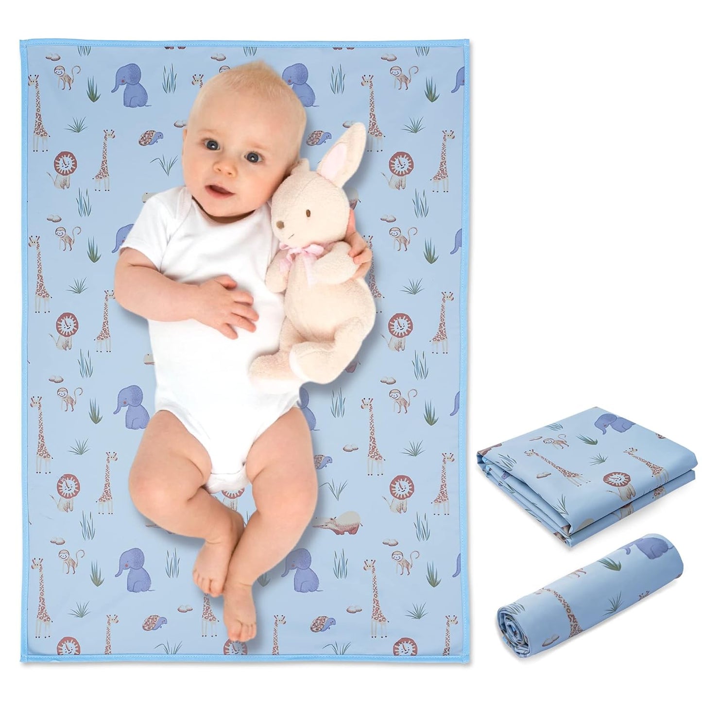 Vegan Leather Baby Changing Mat - Wipeable Portable Changing Pad, Foldable Travel Changing Mat for Baby, Newborns (Flower,20"*28")