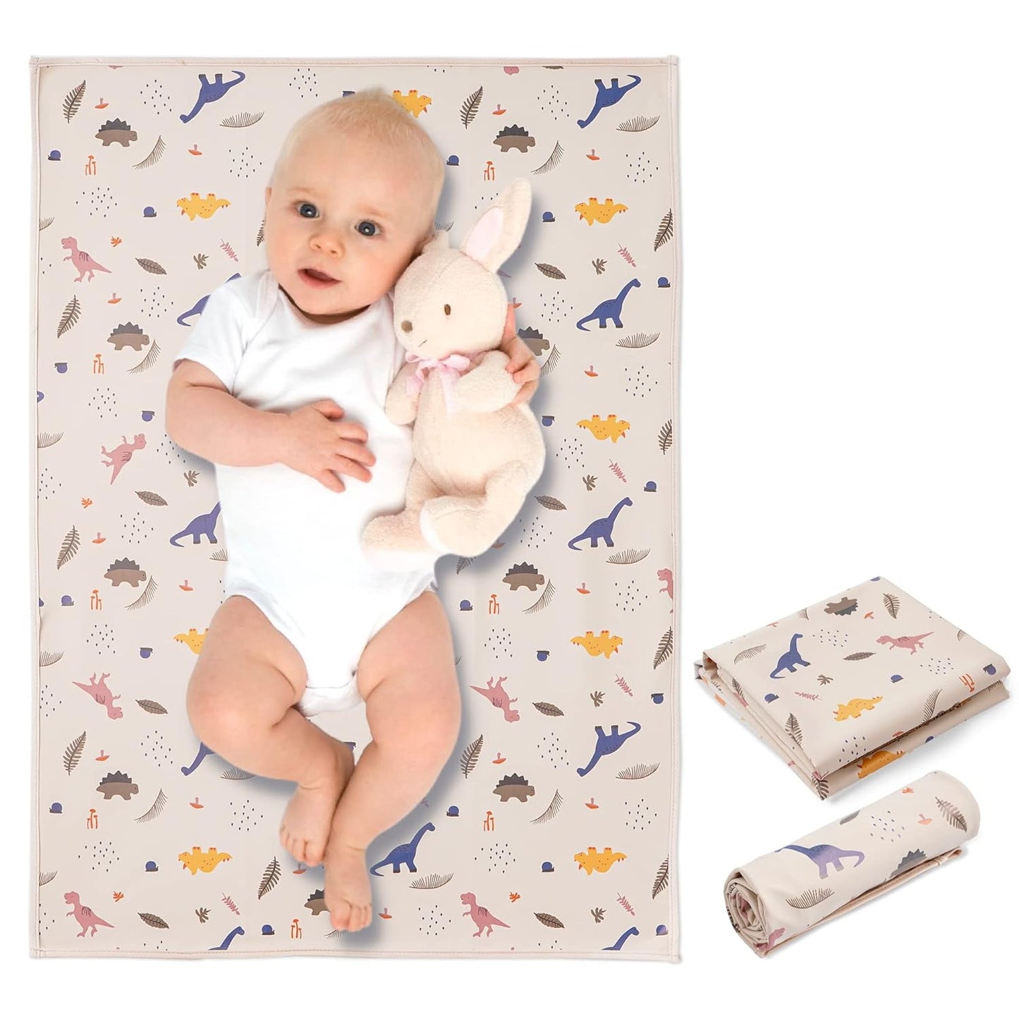 Vegan Leather Baby Changing Mat - Wipeable Portable Changing Pad, Foldable Travel Changing Mat for Baby, Newborns (Flower,20"*28")