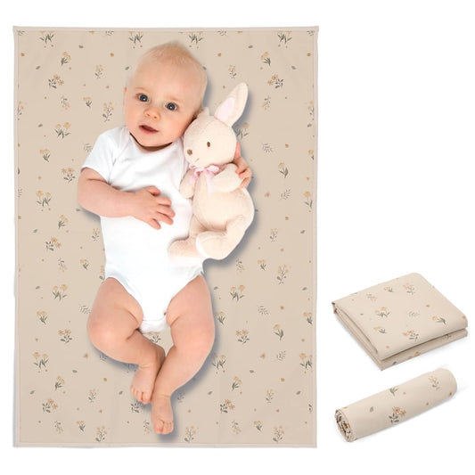 Vegan Leather Baby Changing Mat - Wipeable Portable Changing Pad, Foldable Travel Changing Mat for Baby, Newborns (Flower,20"*28")