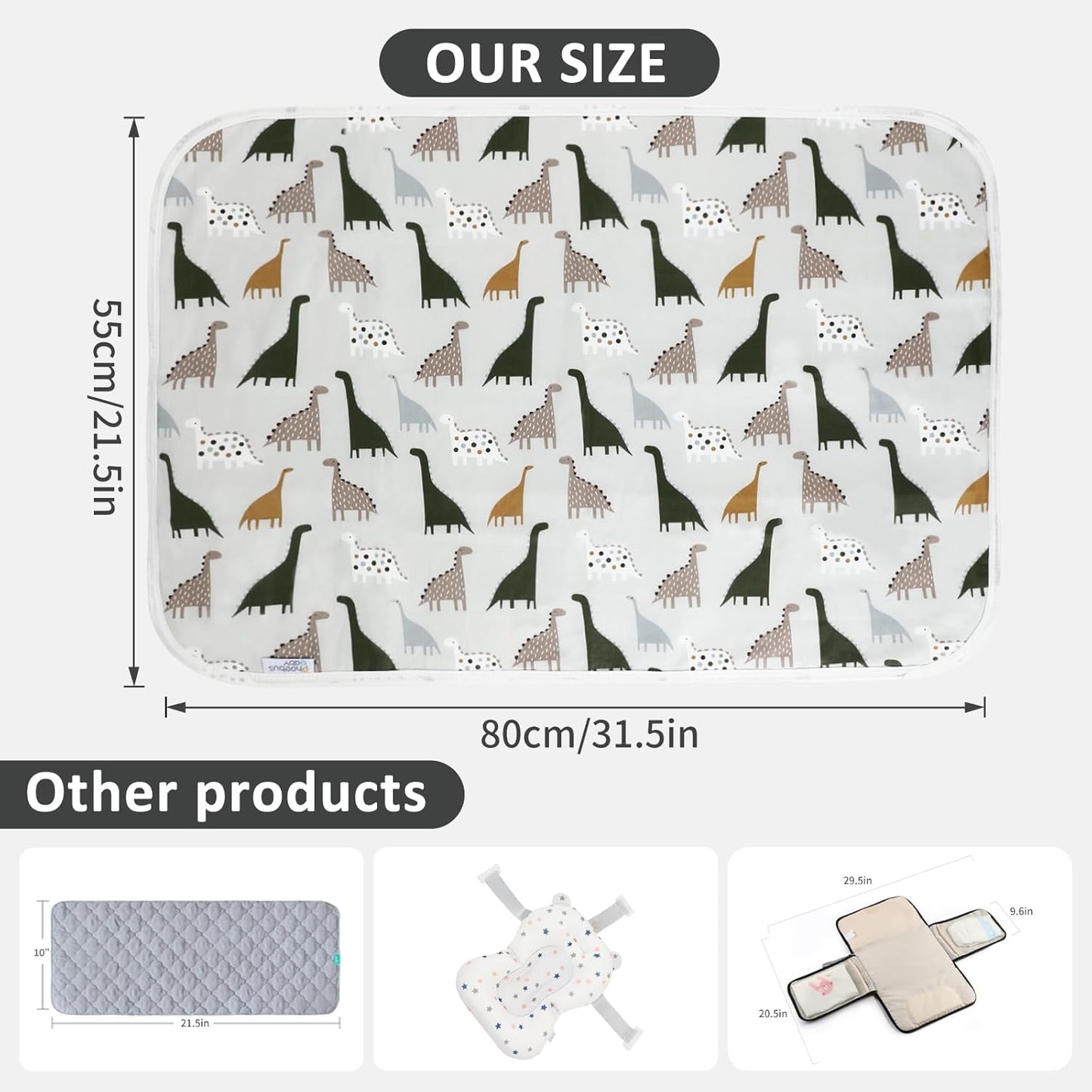 Baby Diaper Changing Pad, 21 5/8" x 31.5" Waterproof Changing Pad Liners - Reusable Soft and Absorbent Portable Changing Mat(Flower1PCS)