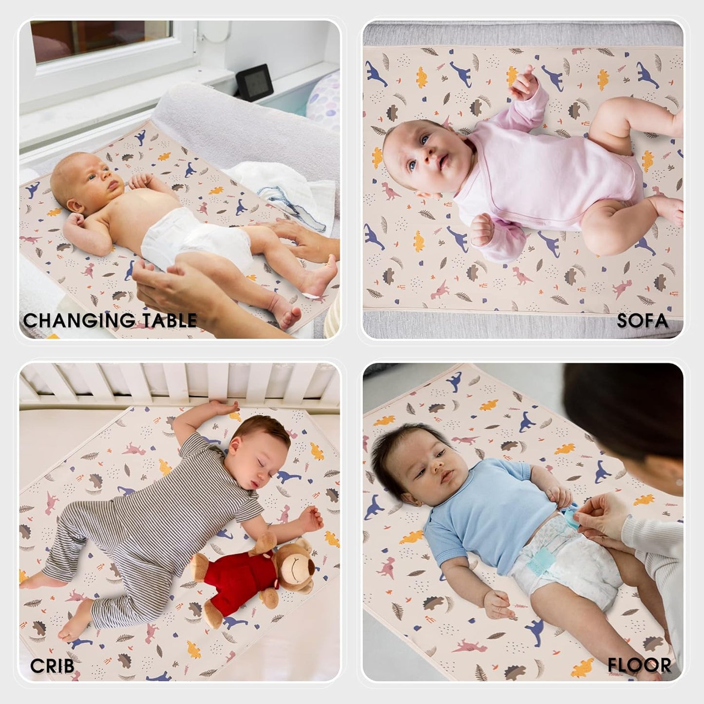Vegan Leather Baby Changing Mat - Wipeable Portable Changing Pad, Foldable Travel Changing Mat for Baby, Newborns (Flower,20"*28")